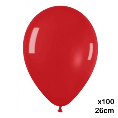 paquete 100 globos 26cm. rojo