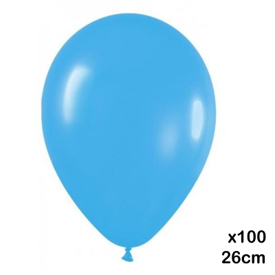 paquete 100 globos 26cm. azul