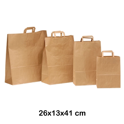 bolsa papel con asa kraft 26+13x41cm