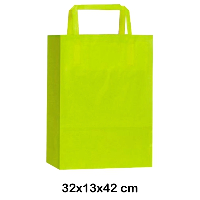 bolsa papel con asa 32+13x42cm verde