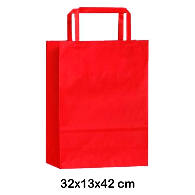 bolsa papel con asa 32+13x42cm rojo