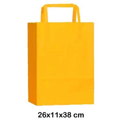bolsa papel con asa 26+11x38cm amarillo