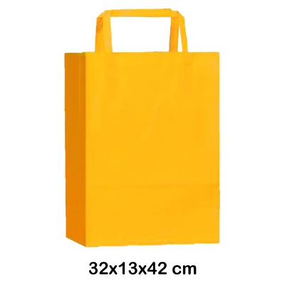 bolsa papel con asa 32+13x42cm amarillo