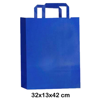bolsa papel con asa 32+12x42cm azul
