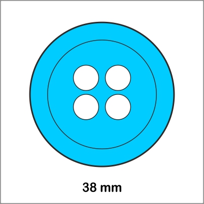 paquete 6uds botones 38mm azul flojo