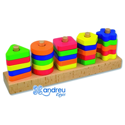 geo formas ensartables de madera