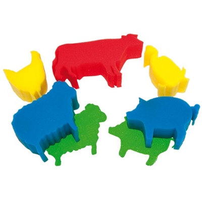 pack 5 esponjas 18x10cm animales granja