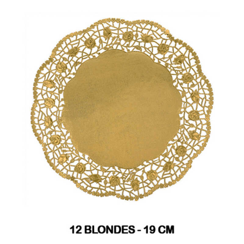 paq. 12 blondas papel 19cm color oro