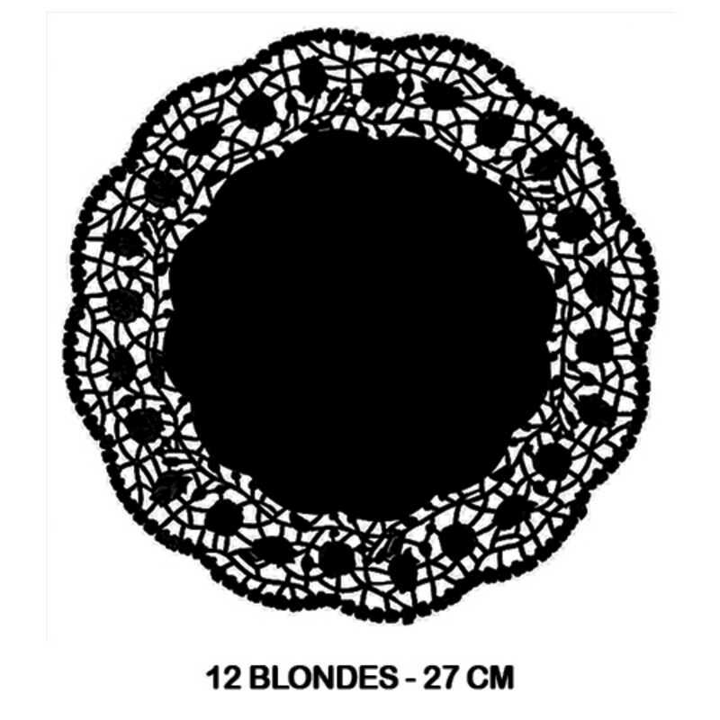 paq. 12 blondas papel 27cm color negro