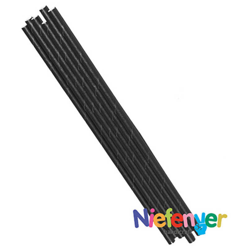 pack 25 pajitas de papel 20cm. negras