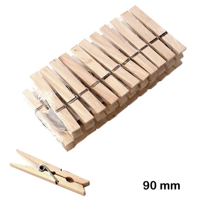 paquete 24 pinzas 100m madera natural