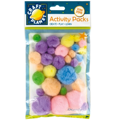 paq.30 pompones dif.medidas color pastel
