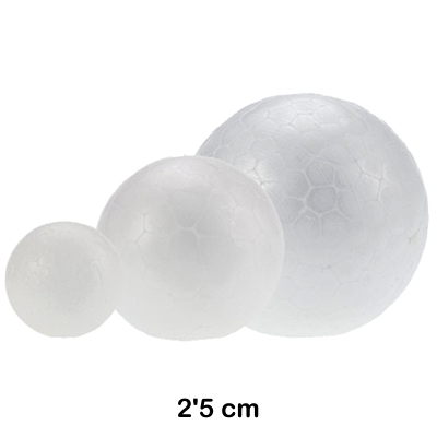 paq. 15 bolas porexpan blanco 2,5cm