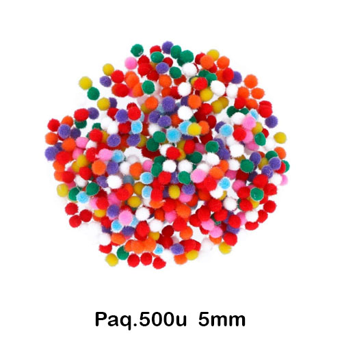 paq 500 micro pompones 5mm colors varios