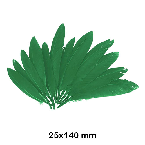 paq. 60 plumas 14cm color verde