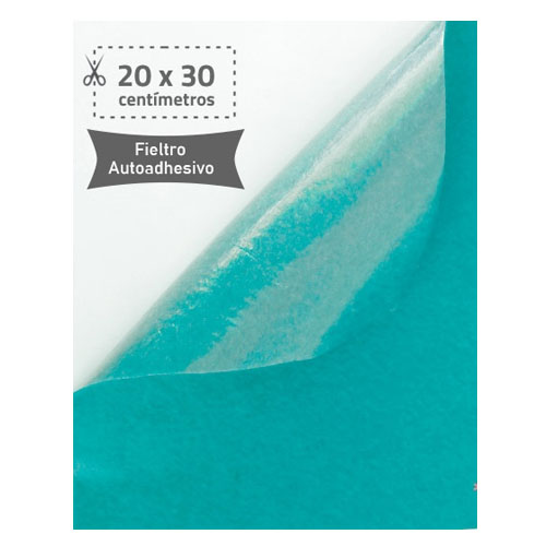 fieltro 20x30cm adhesivo 220gr azul turq