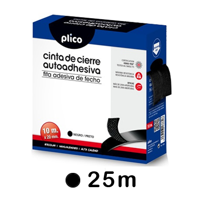 rollo velcro 25m negro 2 partes plico