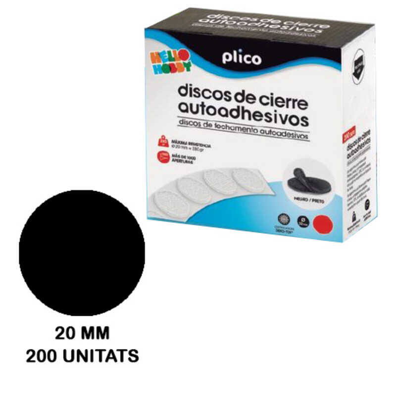 pack 200 circulos velcro 20mm negro