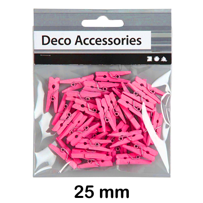 paq.36 mini pinzas 25mm madera fucsia