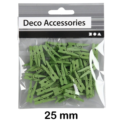 paq.36 mini pinzas 25mm madera verde