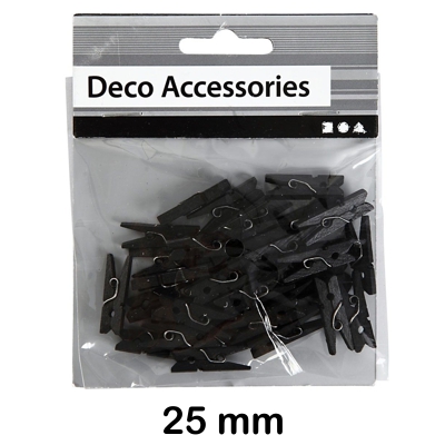 paq.36 mini pinzas 25mm madera negro