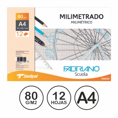 paquete 12 hojas milimetrado a4 sepia