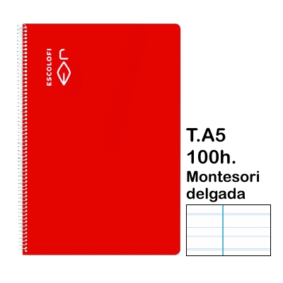 libreta t.4 pauta montesori 3'5 100h roj