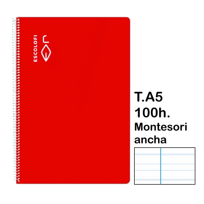 libreta t.4 montesori 5 100h roja