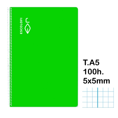libreta t.4 cuad.5x5mm c/m 100h verde