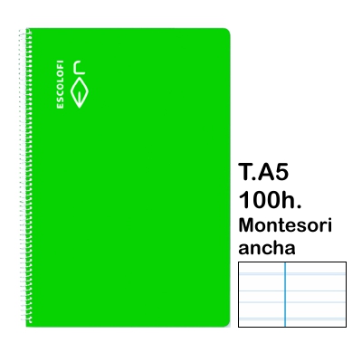 libreta t.4 montesori 5 100h verde