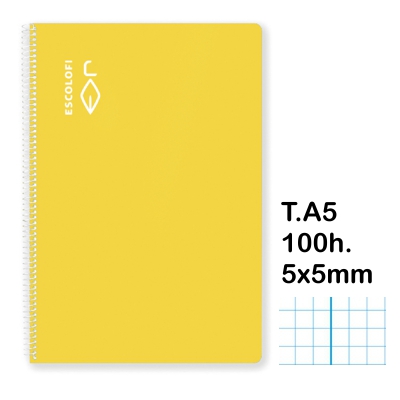 libreta t.4 cuad.5x5mm c/m 100h amarillo