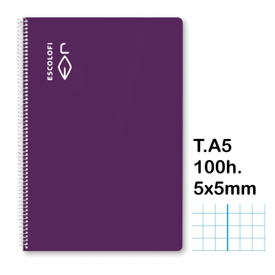 libreta t.4 cuad.5x5mm c/m 100h lila