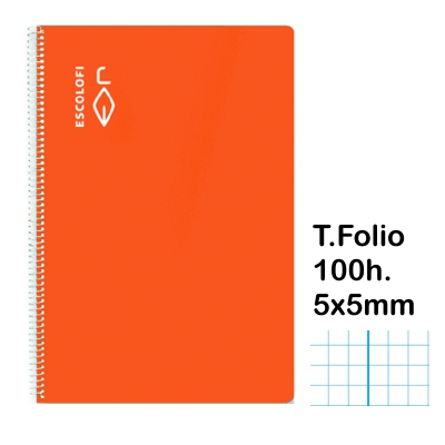 libreta t.folio 5x5mm c/m 100h naranja