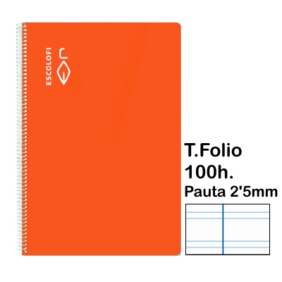 libreta t.folio pauta 2\'5mm 100h.naranja