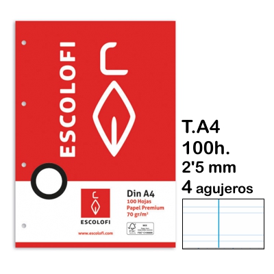 rec. pauta 2'5mm a4 c/m 4/t 100h.