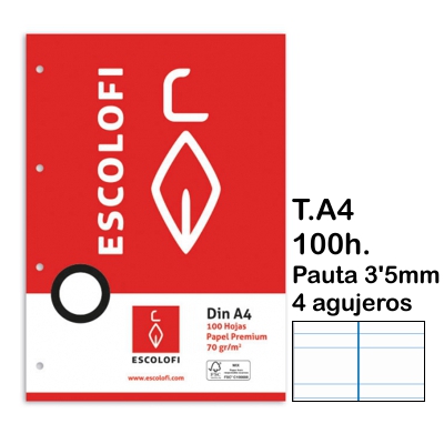 rec. pauta 3.5mm. a4 c/m 4/t. 100h.