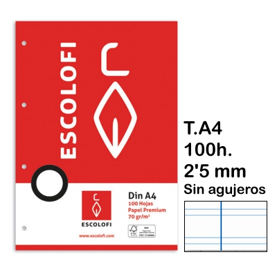rec. pauta 2'5mm a4 c/m s/t 100h.