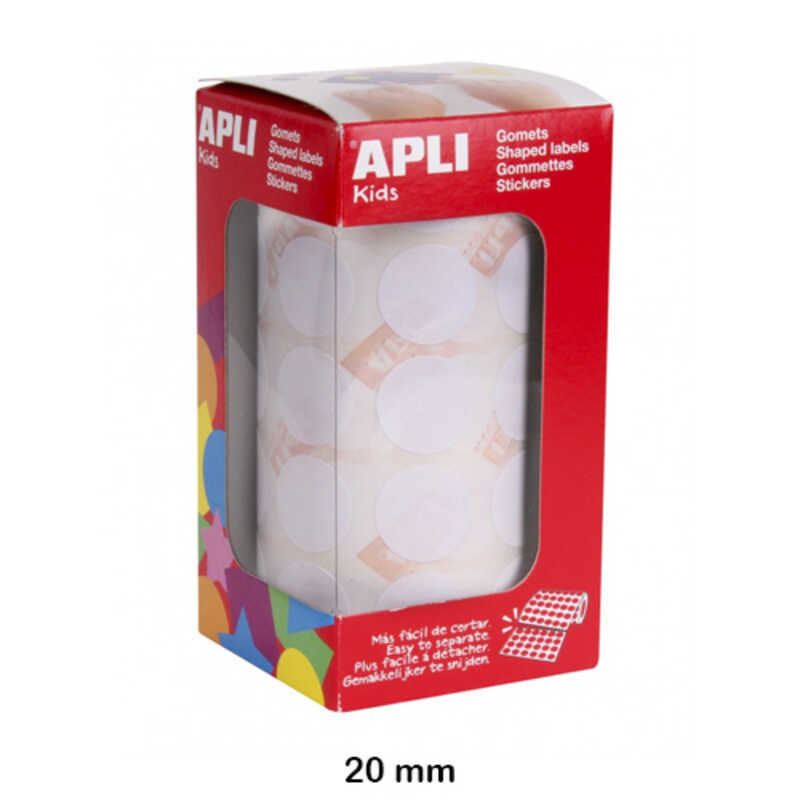 rollo gomets redondo 20mm blanco