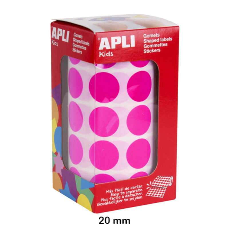 rollo gomet circulo 20mm fucsia apli