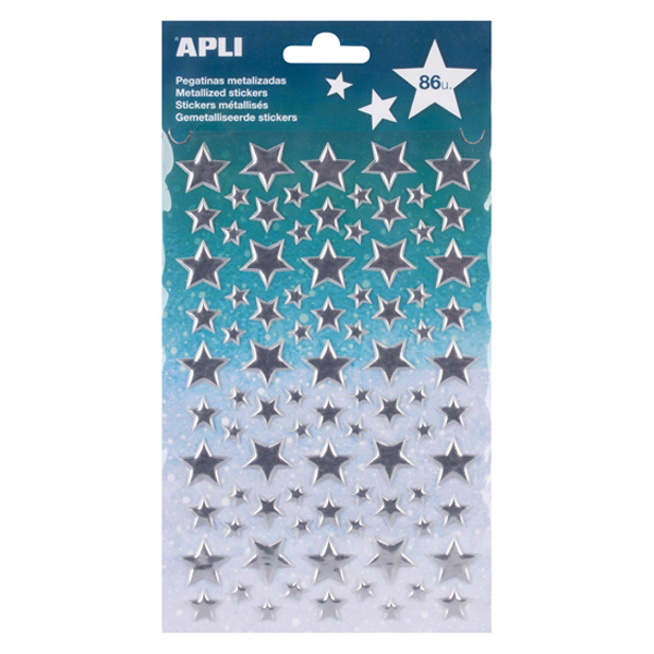 sobre 86 gomets estrellas plata 3d 3 mid