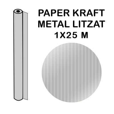 rollo papel kraft plata 1x25m 70gr
