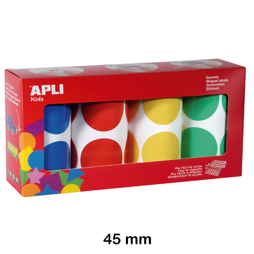 pack 4 rollos gomets 45mm am/az/ro/ve