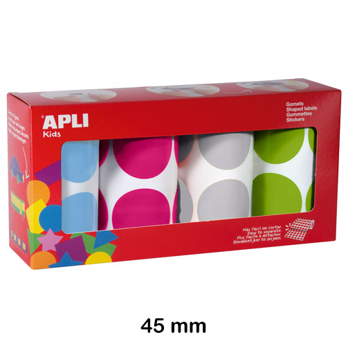 pack 4 rollos gomets 45mm fuc/azc/vec/gr