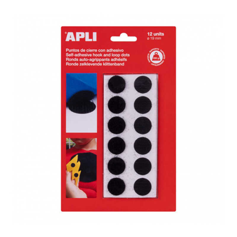 blister 12 puntos velcro 19mm negro apli