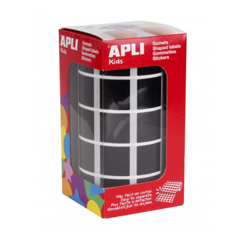 rollo gomets cuadrado 21mm negro