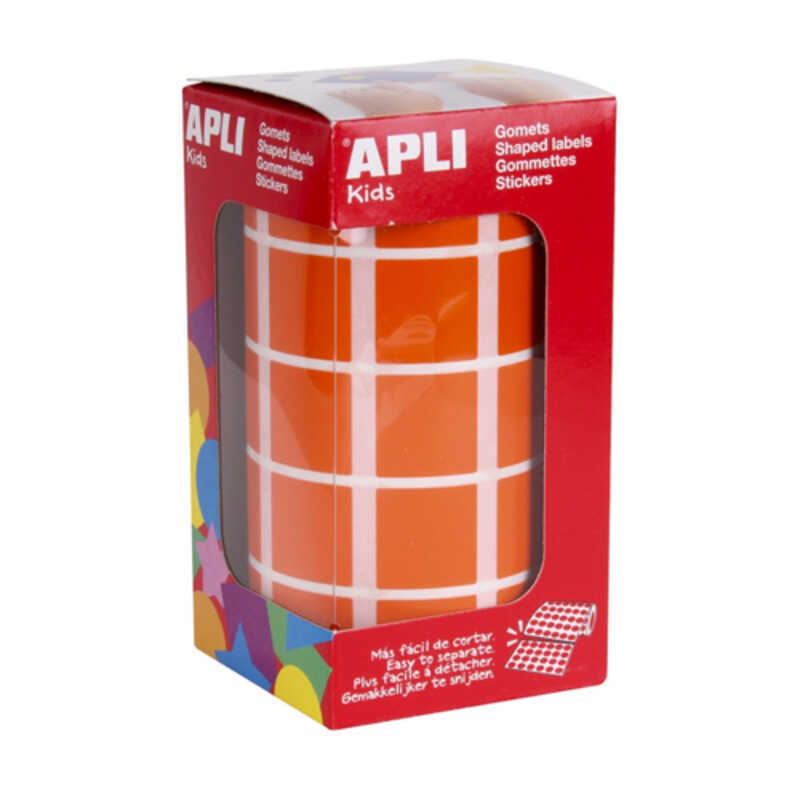 rollo gomets cuadrados 21mm naranja