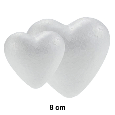 paq.6 corazones porexpan 8cm blanco