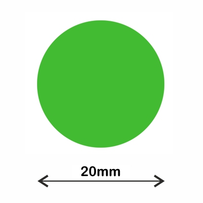 rollo gomet circulo 20mm verde fluor.