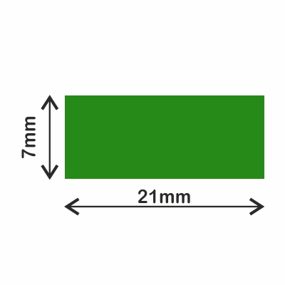 rollo gomets rectangulo 21x7mm verde