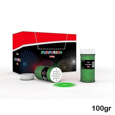 bote 100gr. purpurina verde tipo salero